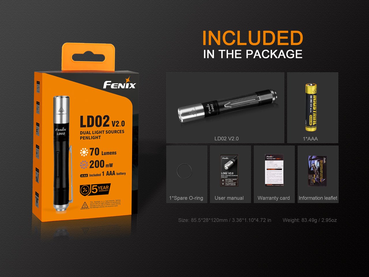 Fenix LD02 V2.0 EDC LED Penlight with UV Lighting Fenix Store