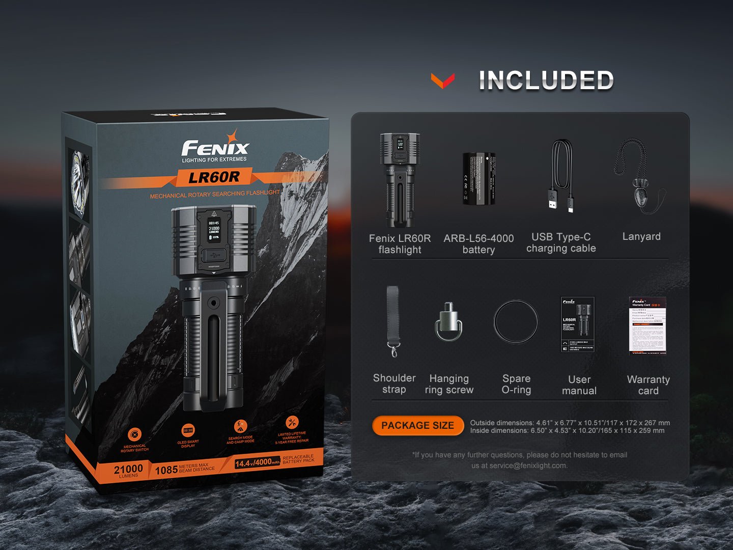 Fenix LR60R Rotary Switch Rechargeable Searchlight - 21000 Lumens Fenix Store