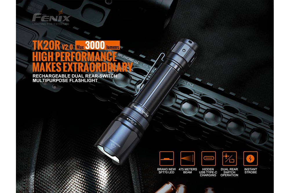 Fenix TK20R V2.0 Rechargeable Flashlight with FREE T5 Tactical Pen (optional) Fenix Store