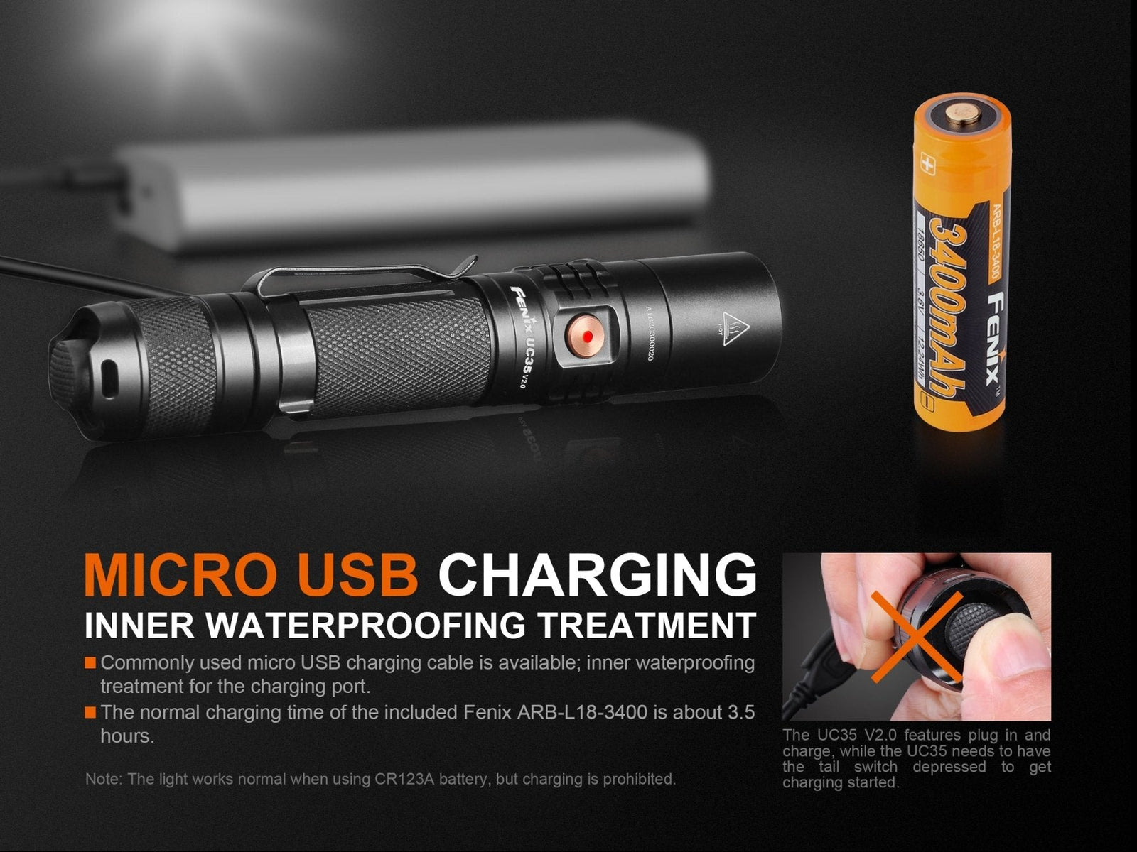 Fenix UC35 V2.0 LED Rechargeable EDC Flashlight Fenix Store