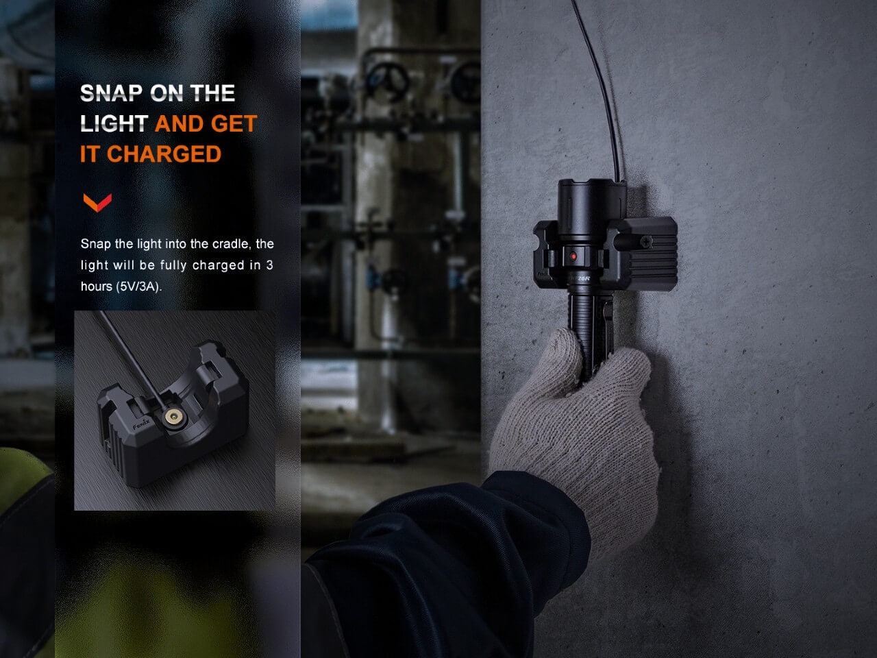 Fenix WF26R Cradle Charging LED Work Flashlight Fenix Store