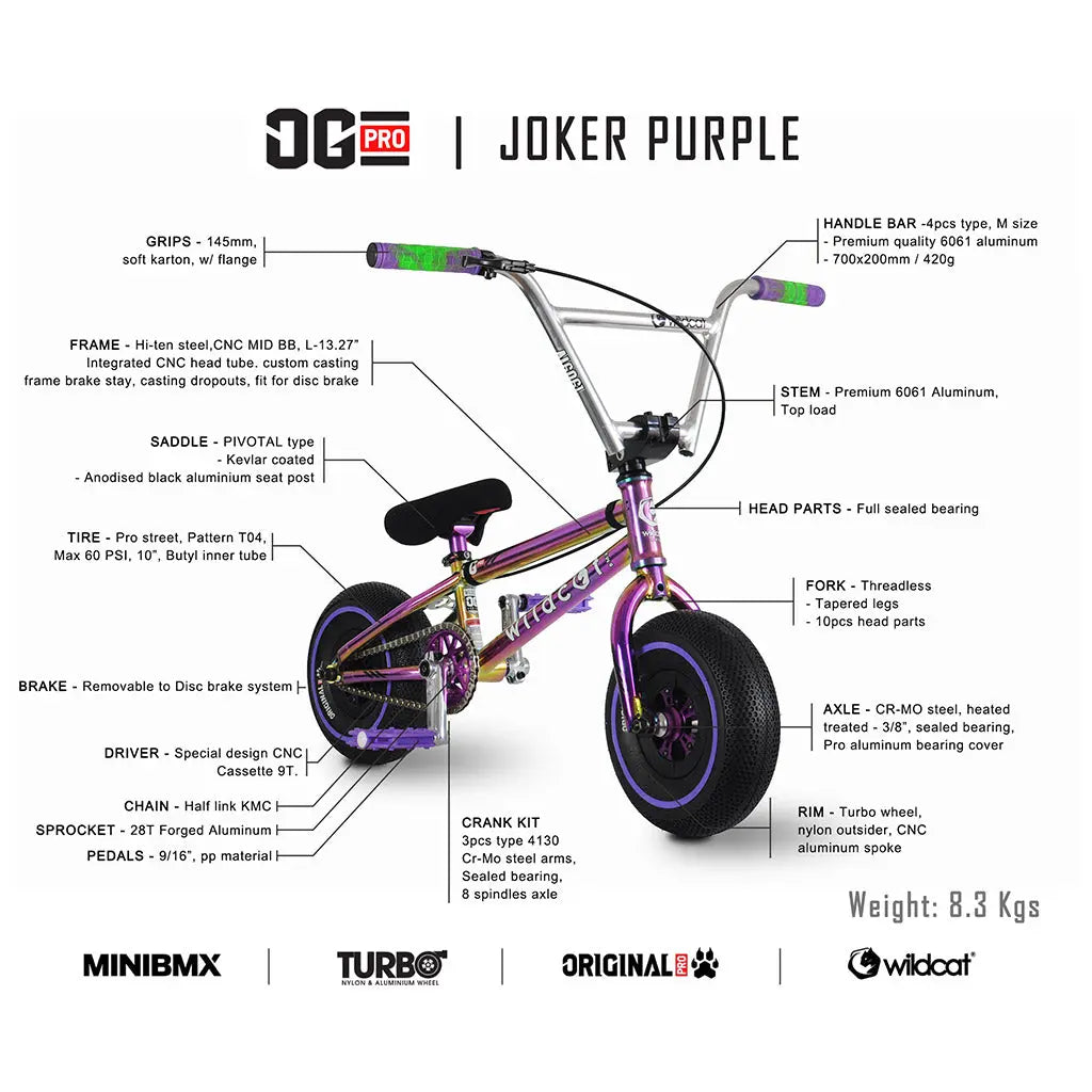 OG3 Pro Series Joker Purple Wildcat Mini BMX