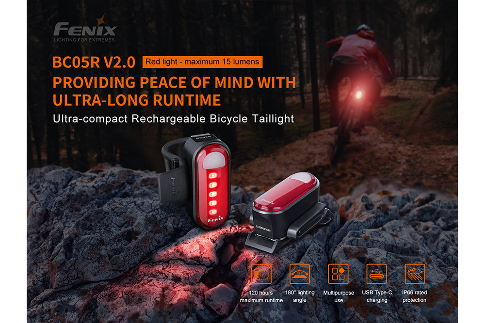 Fenix BC05R V2.0 Rechargeable Bicycle Tail Light Fenix Store