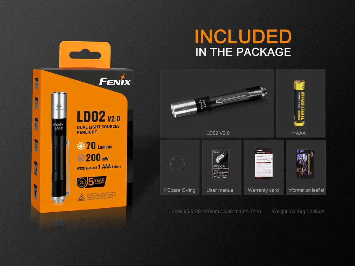 Fenix LD02 V2.0 EDC LED Penlight with UV Lighting Fenix Store