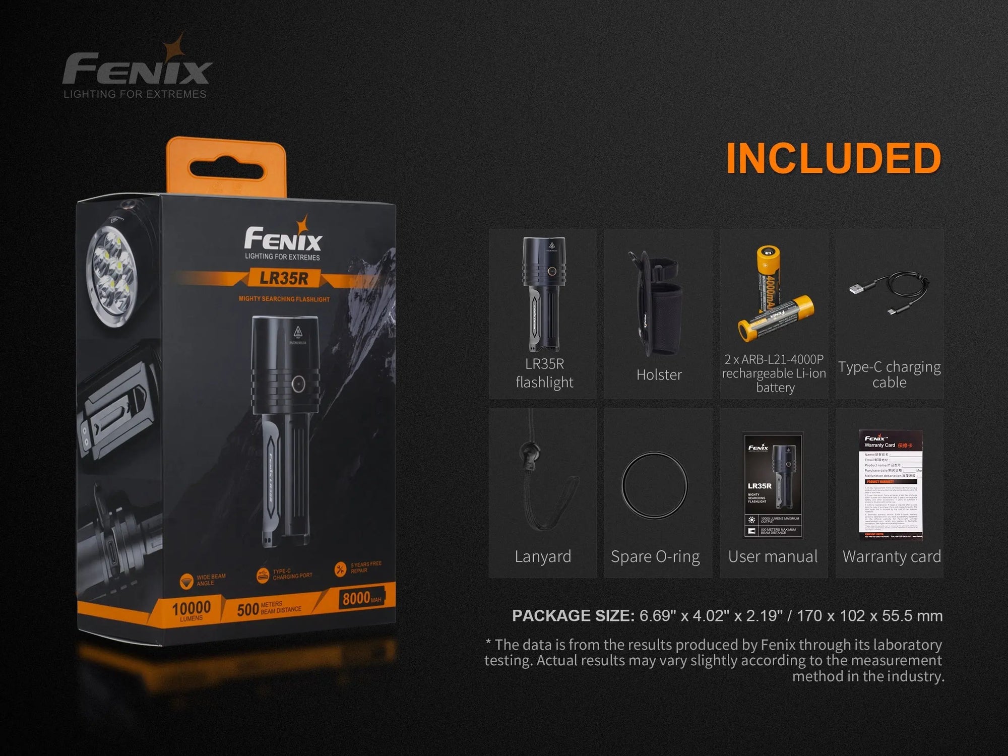 Fenix LR35R Rechargeable LED Flashlight - 10,000 Lumens Fenix Store