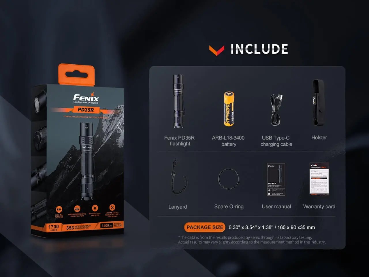 Fenix PD35R Compact Rechargeable Tactical Flashlight Fenix Store