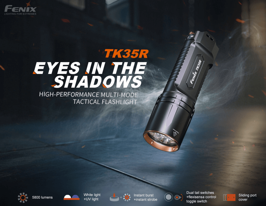 Fenix TK35R Rechargeable High-Performance Tactical Flashlight with UV Output Fenix Store