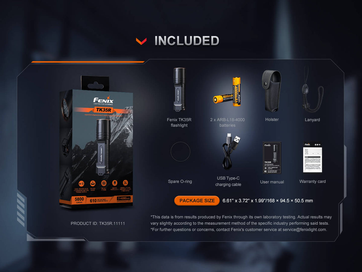 Fenix TK35R Rechargeable High-Performance Tactical Flashlight with UV Output Fenix Store