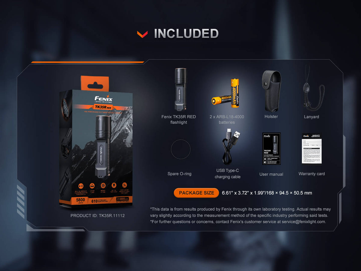 Fenix TK35R Rechargeable High-Performance Tactical Flashlight with UV Output Fenix Store