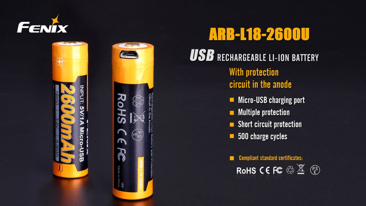Fenix ARB-L18-2600U USB Rechargeable Li-ion 18650 Battery Fenix Store