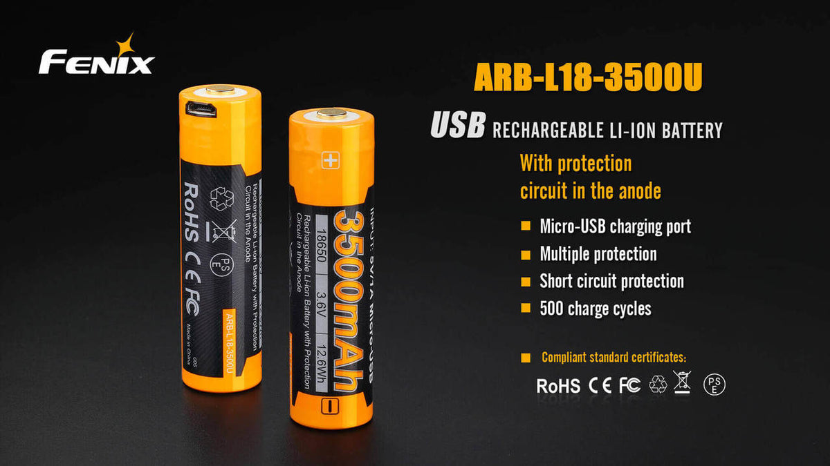 Fenix ARB-L18-3500U USB Rechargeable Li-ion 18650 Battery Fenix Store