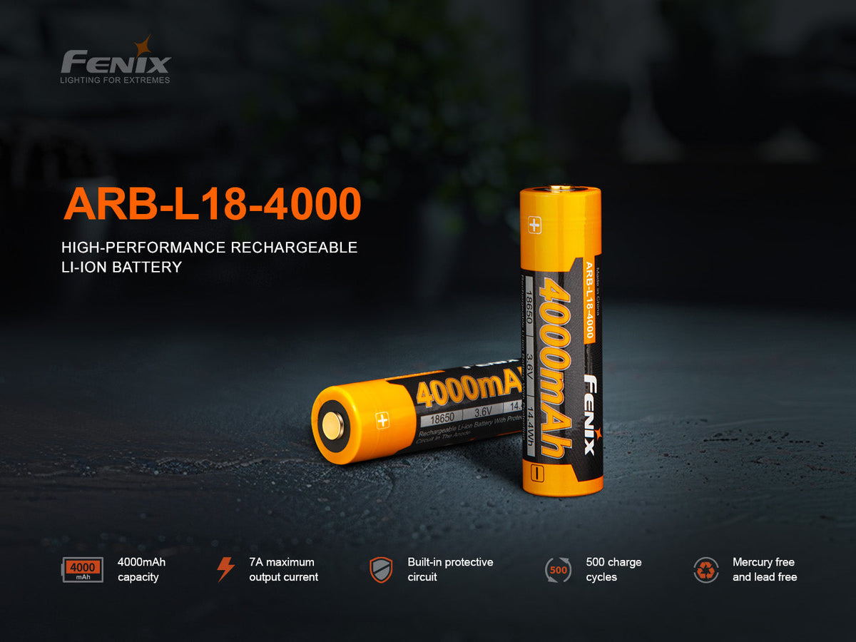 Fenix ARB-L18-4000 High-Capacity 18650 Battery - 4000mAh Fenix Store