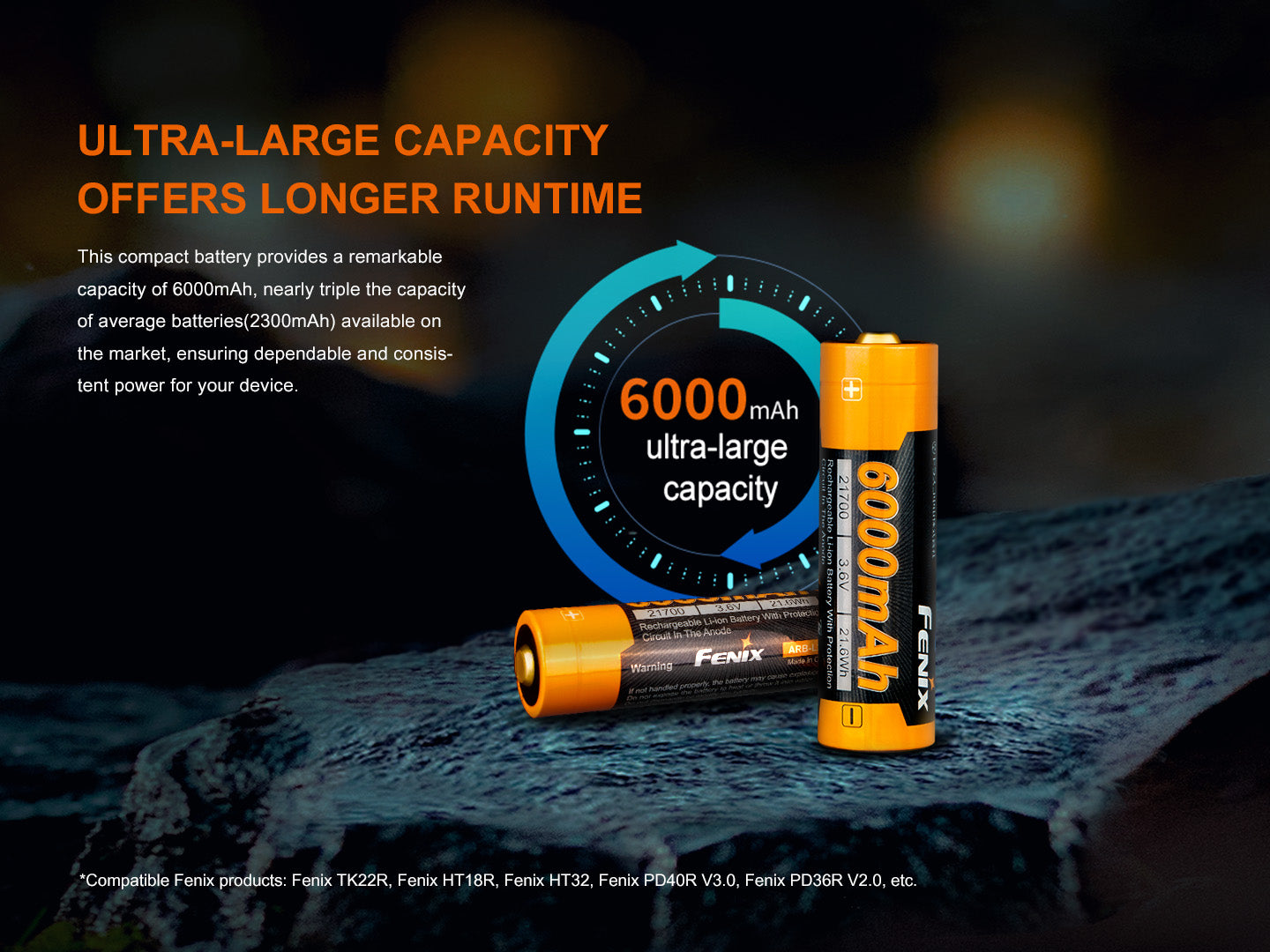 Fenix ARB-L21-6000 Rechargeable 21700 Li-ion Battery - 6000 mAh Fenix Store