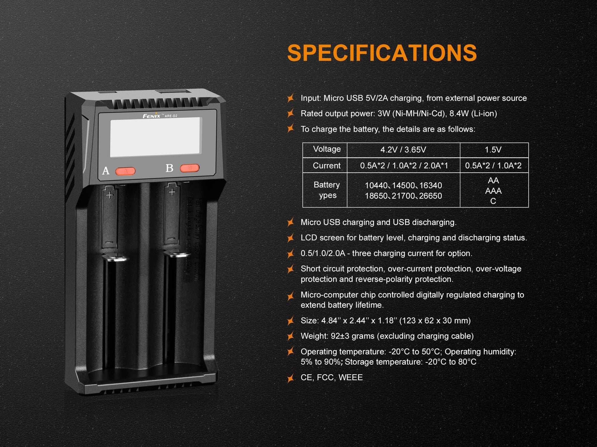 Fenix ARE-D2 Dual Channel Smart Battery Charger Fenix Store