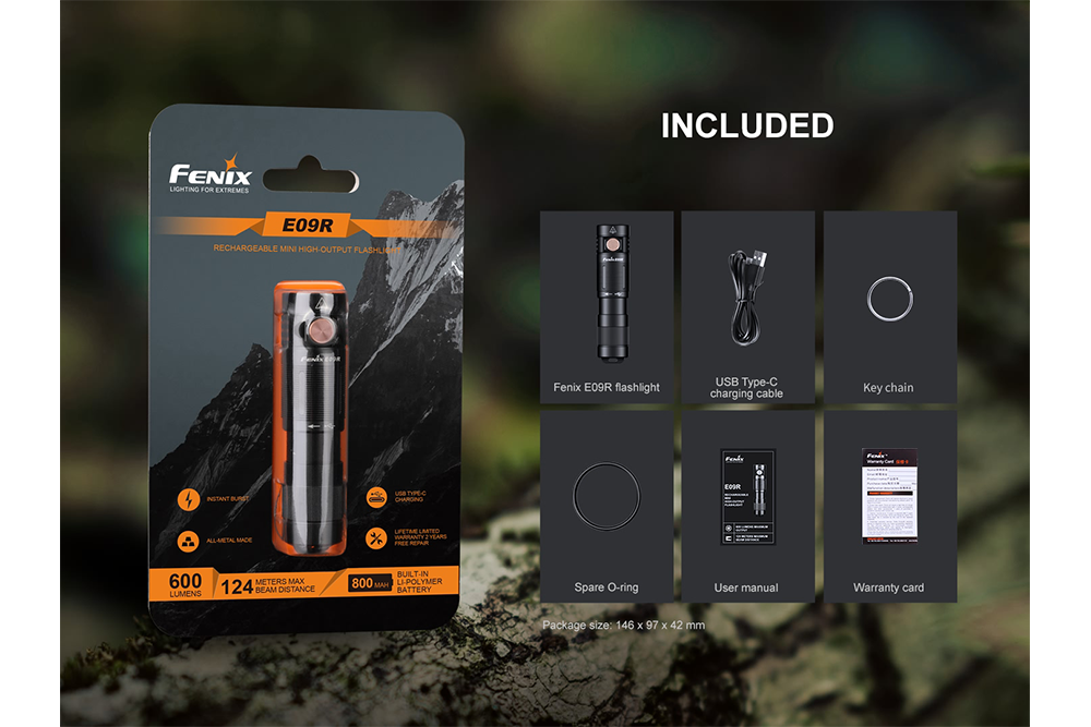 Fenix E09R Rechargeable High-Output Flashlight  - 600 Lumens Fenix Store