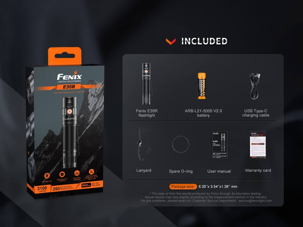 fenix 5000 lumen flashlight Fenix E35R High-Performance Rechargeable LED Flashlight