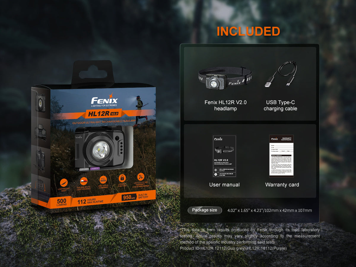 Fenix HL12R V2 Ultralight Outdoor Rechargeable Headlamp Fenix Store