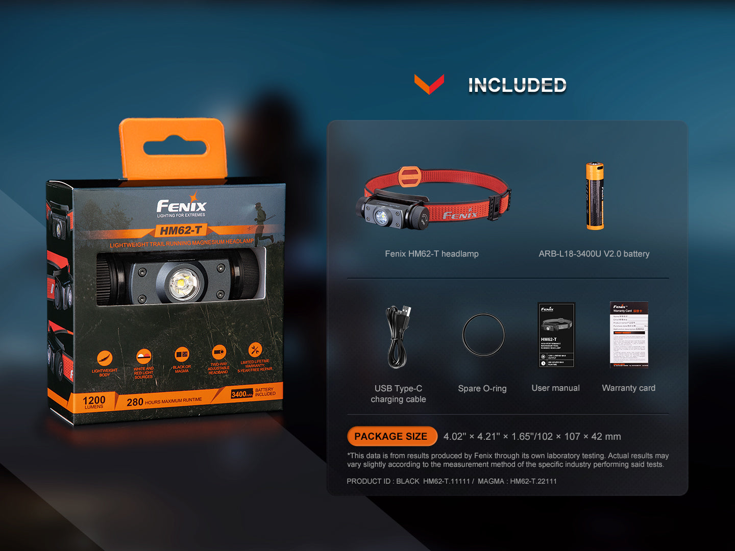 Fenix HM62-T Lightweight Trail Running Headlamp Fenix Store