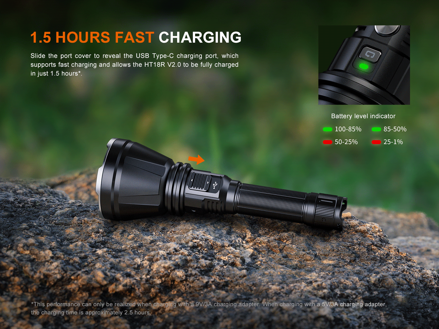 fenix flashlight beam pattern Fenix HT18R V2 Long-Range Hunting Flashlight
