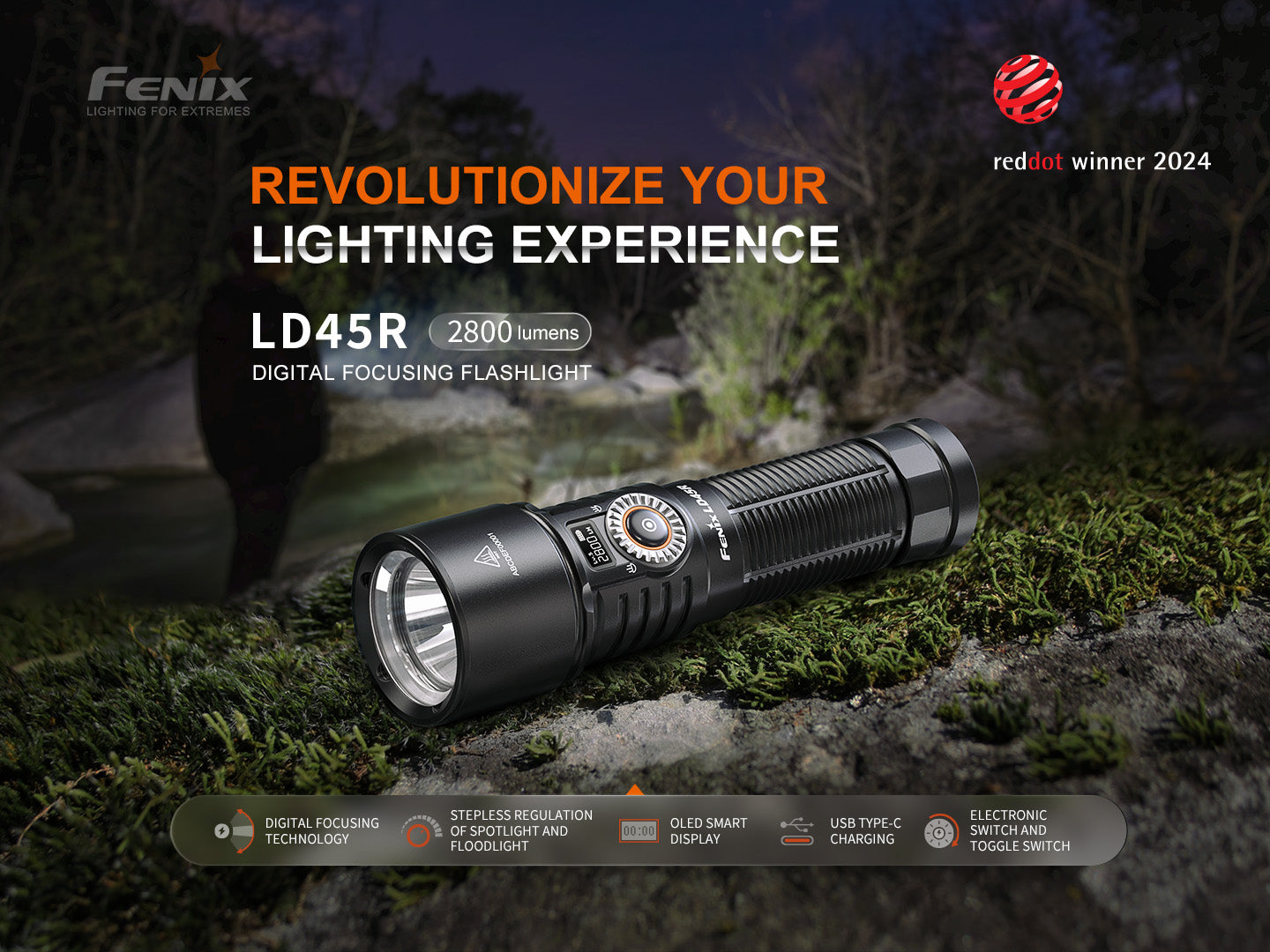 Fenix LD45R Digital Focus Rechargeable LED Flashlight Fenix Store
