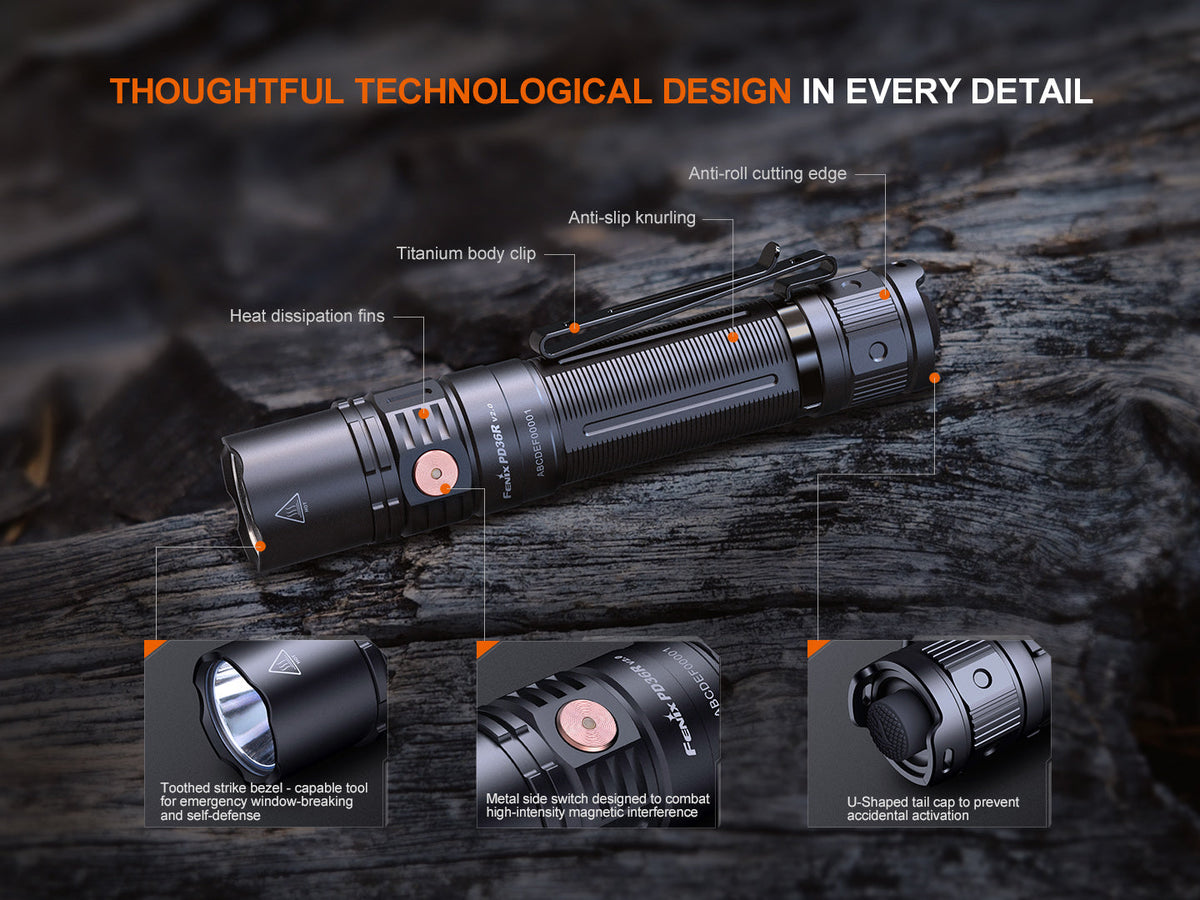 Fenix PD36R V2 Compact Rechargeable Tactical Flashlight - 1700 Lumens Fenix Store