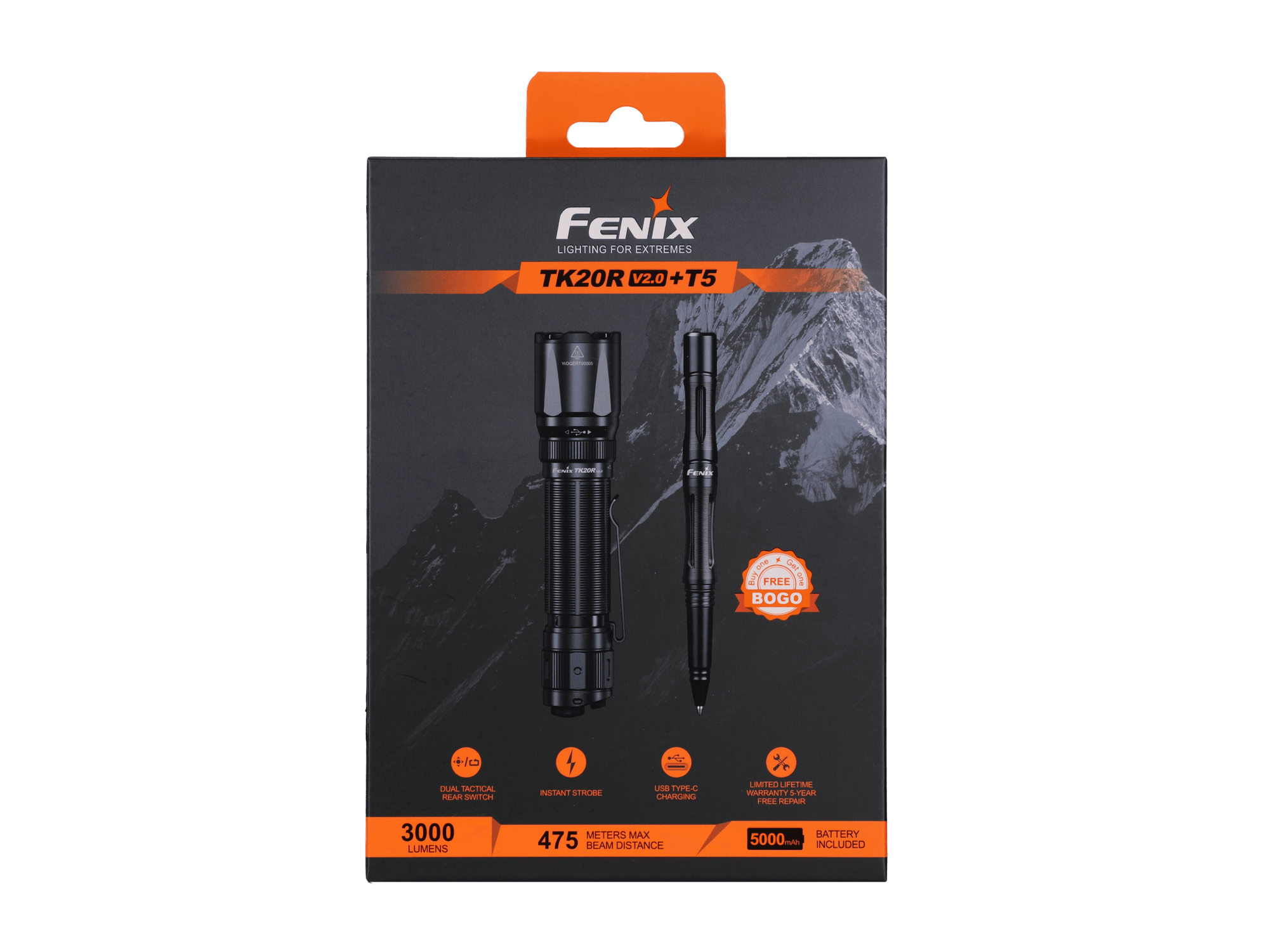 Fenix TK20R V2.0 Rechargeable Flashlight with FREE T5 Tactical Pen (optional) Fenix Store