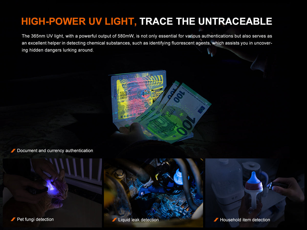 Fenix E06R Keychain Light with White, UV, and Red Laser Lights Fenix Store