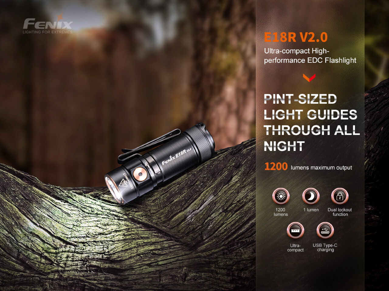 Fenix E18R V2 Rechargeable LED Flashlight Fenix Store