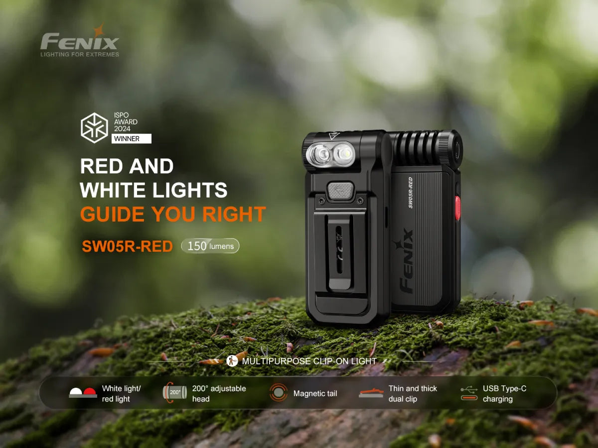 Fenix SW05R Multipurpose Clip-On Light with Red or UV Output Fenix Store