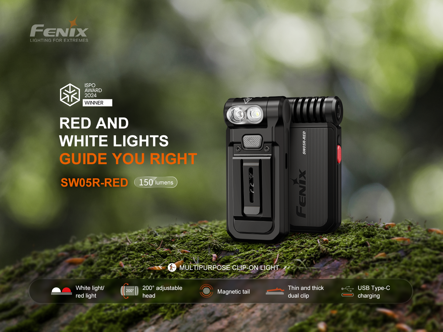 Fenix SW05R Multipurpose Clip-On Light with Red or UV Output Fenix Store