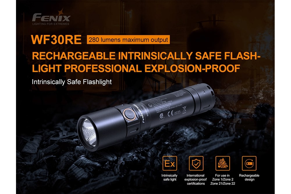 Fenix WF30RE Intrinsically Safe Flashlight - 280 Lumens Fenix Store