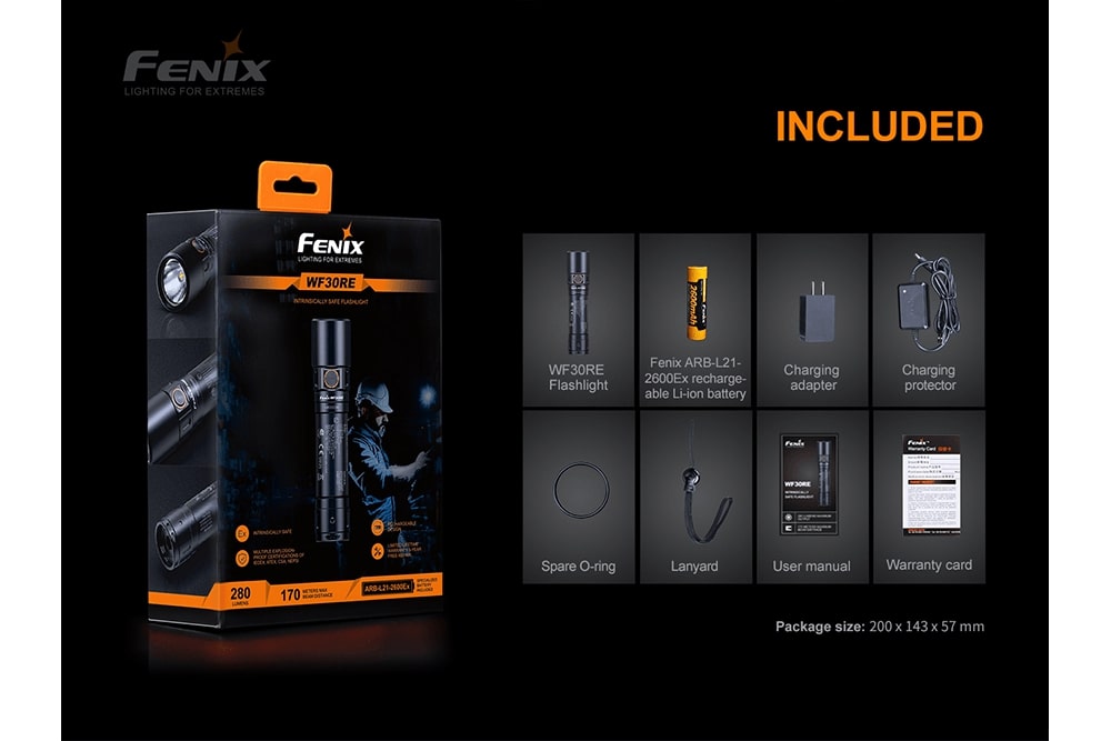 Fenix WF30RE Intrinsically Safe Flashlight - 280 Lumens Fenix Store
