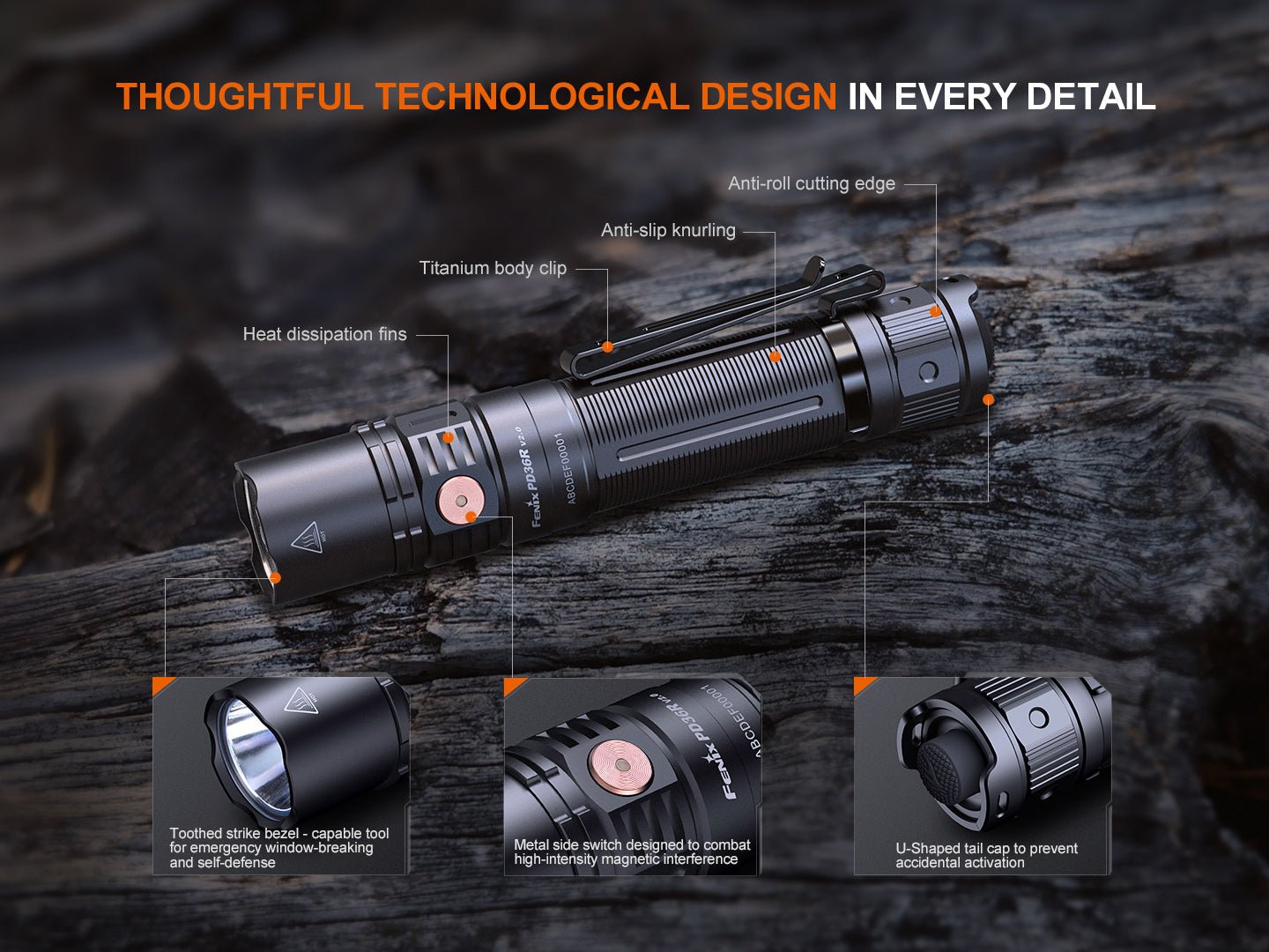 Fenix PD36R V2 Compact Rechargeable Tactical Flashlight - 1700 Lumens Fenix Store