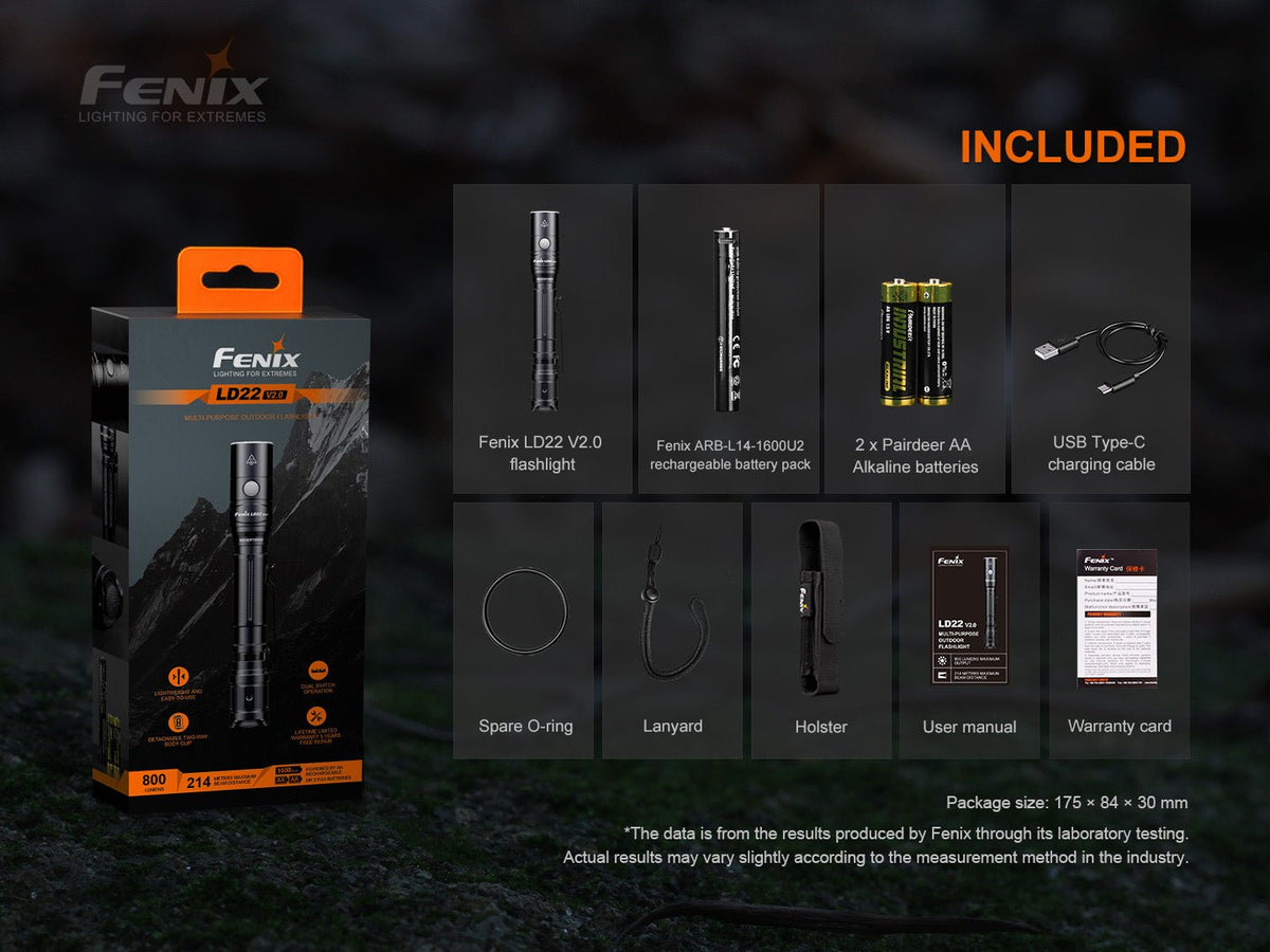 Fenix LD22 V2 Compact LED Flashlight - 800 Lumens Fenix Store