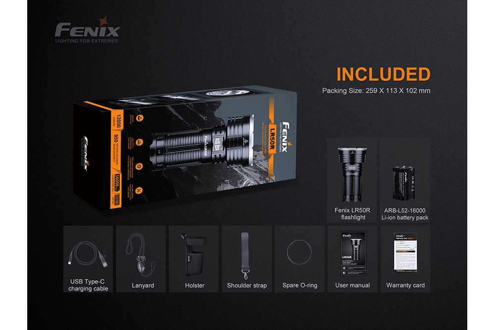 Fenix LR50R Multifunctional LED Search Light - 12000 Lumens Fenix Store