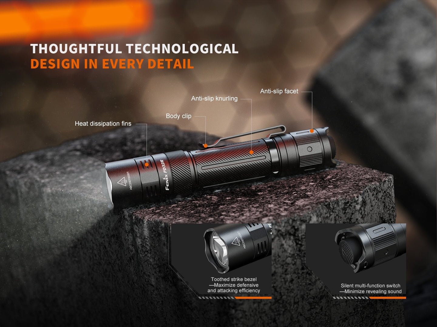 Fenix PD32R Rechargeable Silent Switch LED Flashlight Fenix Store