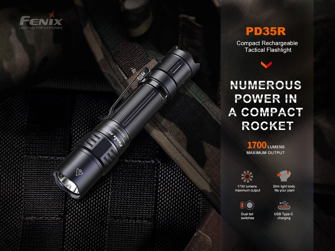 Fenix PD35R Compact Rechargeable Tactical Flashlight Fenix Store