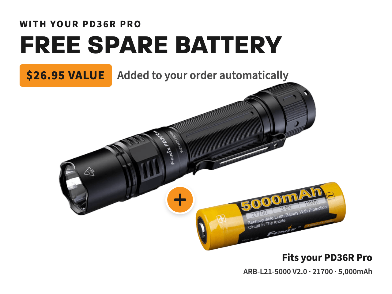 Fenix PD36R Pro 2800 Lumen Flashlight + FREE E03R V2 Keychain Light Fenix Store