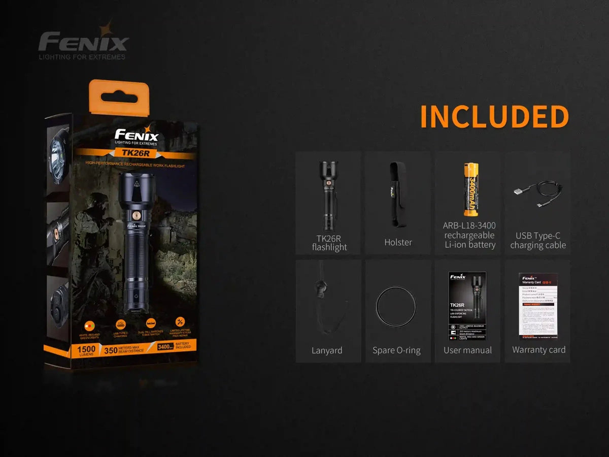 Fenix TK26R Tactical LED Flashlight - 1500 Lumens Fenix Store