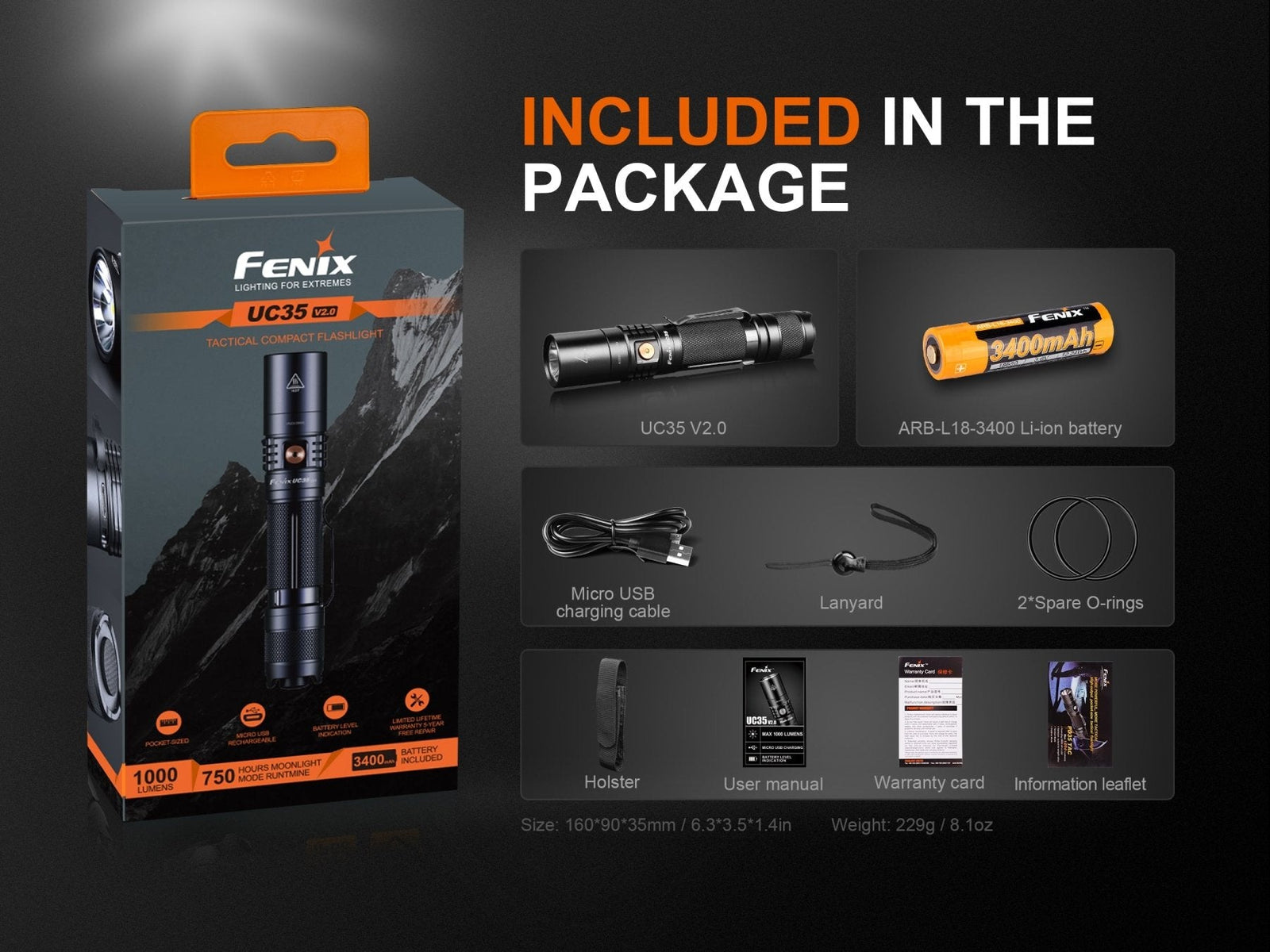 Fenix UC35 V2.0 LED Rechargeable EDC Flashlight Fenix Store