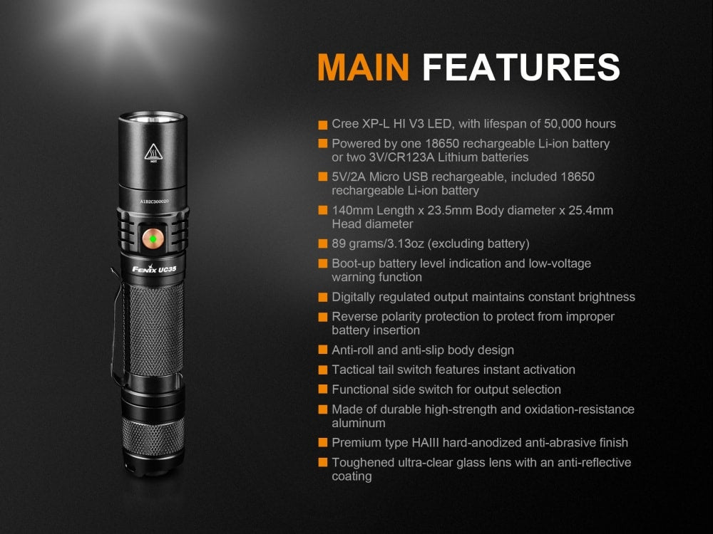 Fenix UC35 V2.0 LED Rechargeable EDC Flashlight Fenix Store