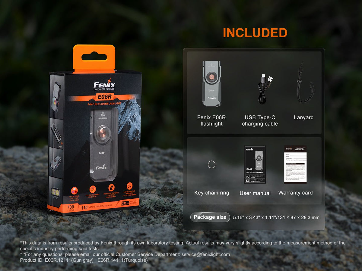 Fenix E06R Keychain Light with White, UV, and Red Laser Lights Fenix Store