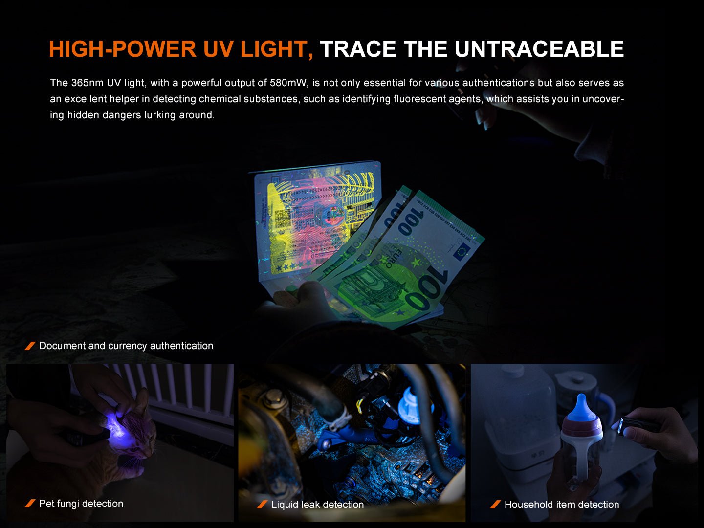 Fenix E06R Keychain Light with White, UV, and Red Laser Lights Fenix Store