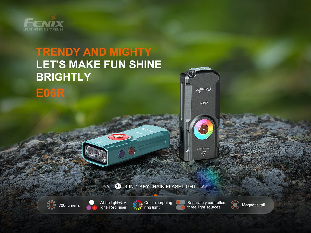 Fenix E06R Keychain Light with White, UV, and Red Laser Lights Fenix Store