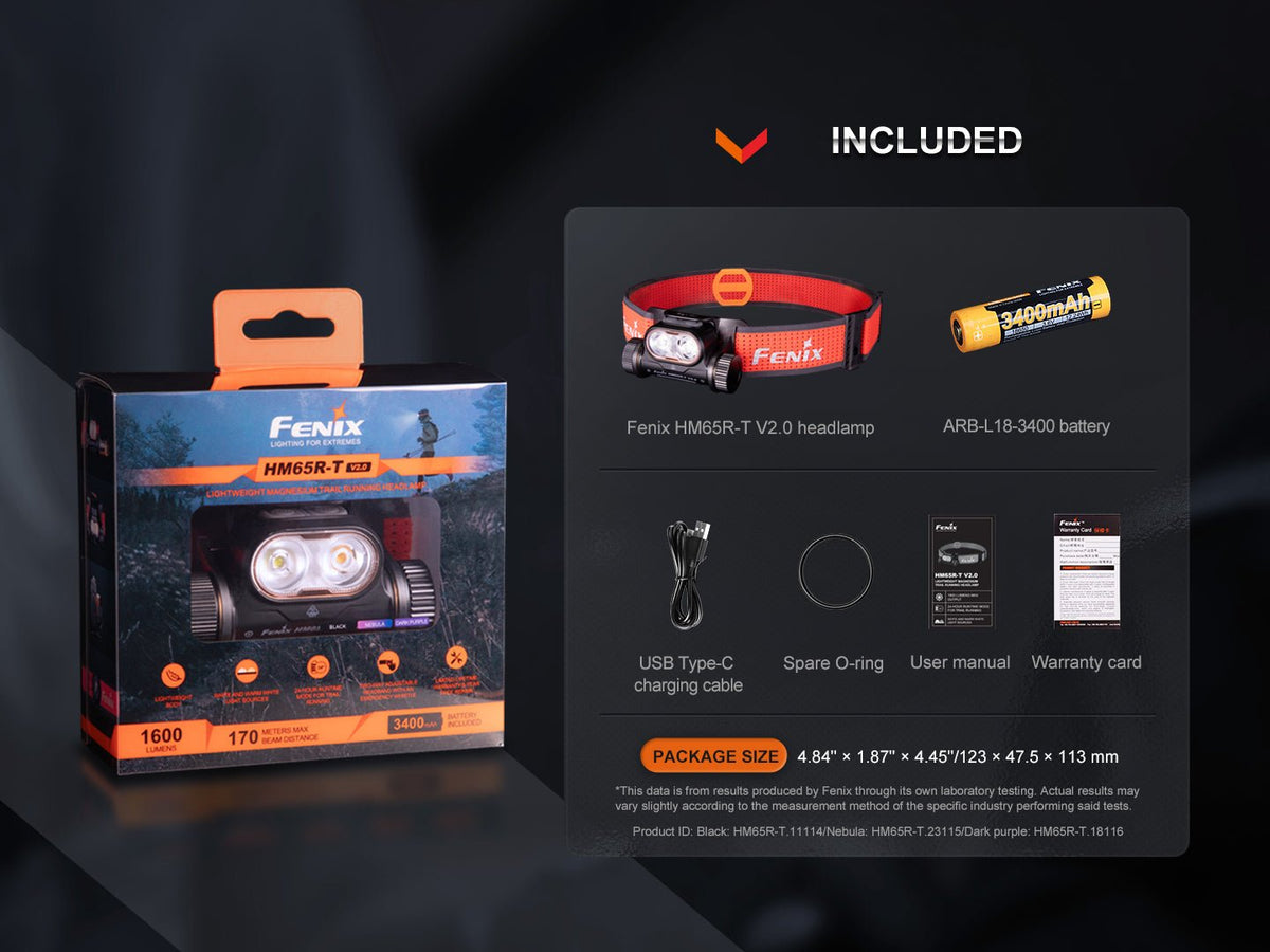 Fenix HM65R-T V2 Rechargeable Lightweight Trail Running Headlamp Fenix Store