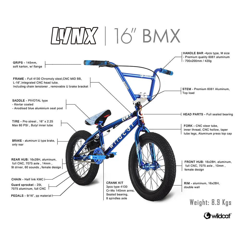 Lynx 16" BMX Blue Wildcat Bikes